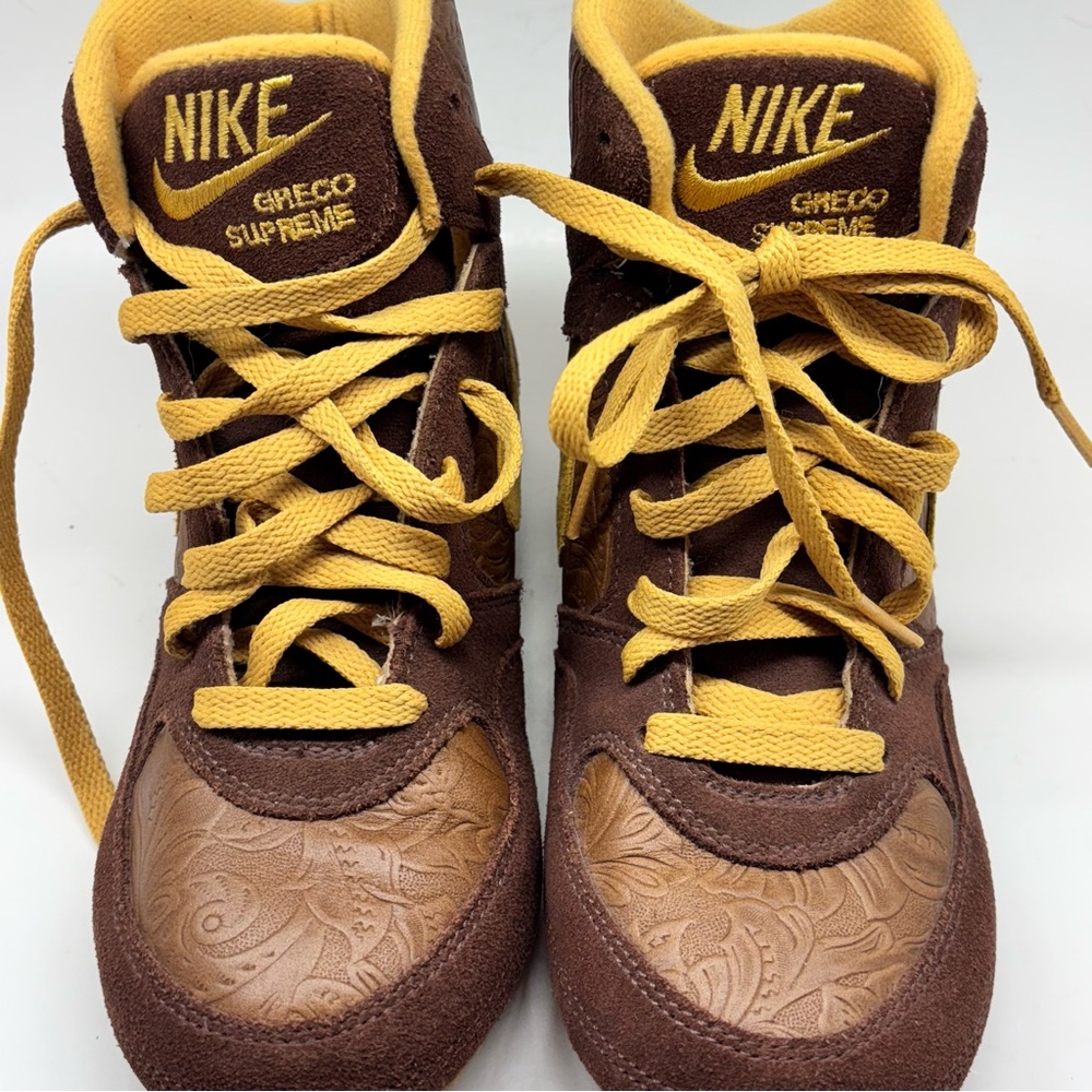 Nike Brown and Gold High-Tops Greco supreme